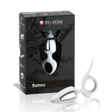 Mystim romeo white 3.5 inch anal probe with finger loop - peaches and screams