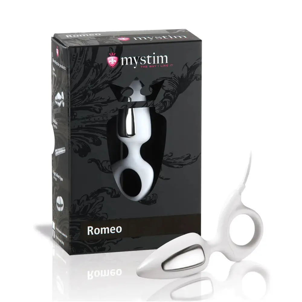Mystim Romeo White 3.5-inch Anal Probe With Finger Loop - Peaches and Screams