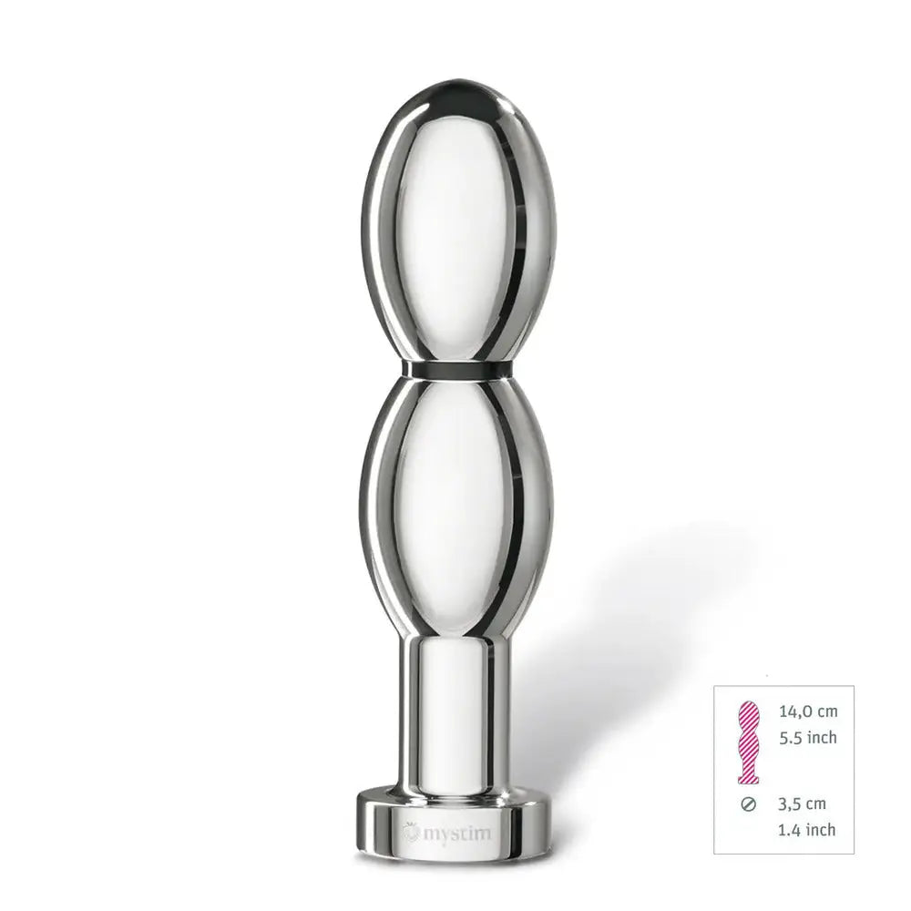 Mystim silver estim aluminium vibrating dildo for mystim power - peaches and screams