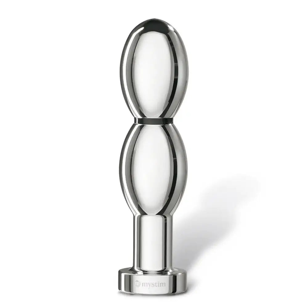Mystim silver estim aluminium vibrating dildo for mystim power - peaches and screams