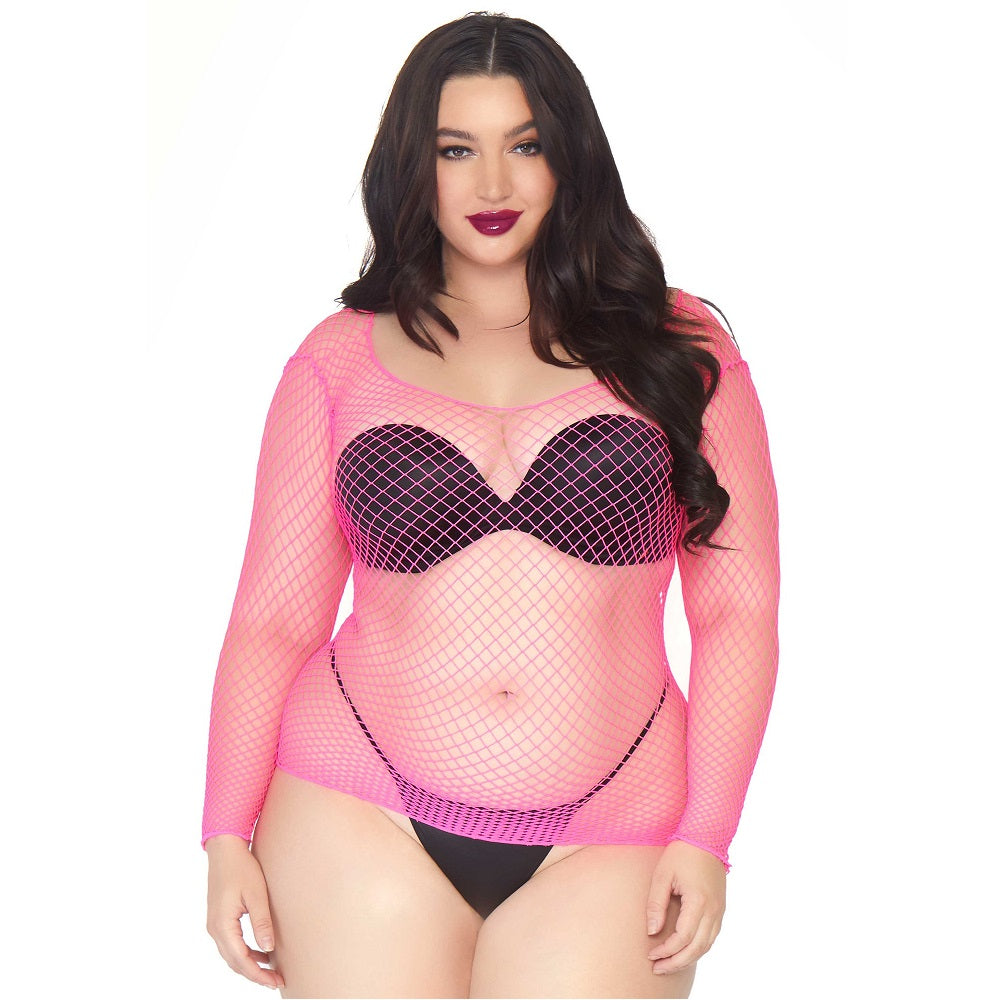 leg-avenue-long-sleeved-industrial-net-top-neon-pink-plus-size