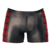 Nek stretchy black and red matte look zip pants - medium - peaches and screams