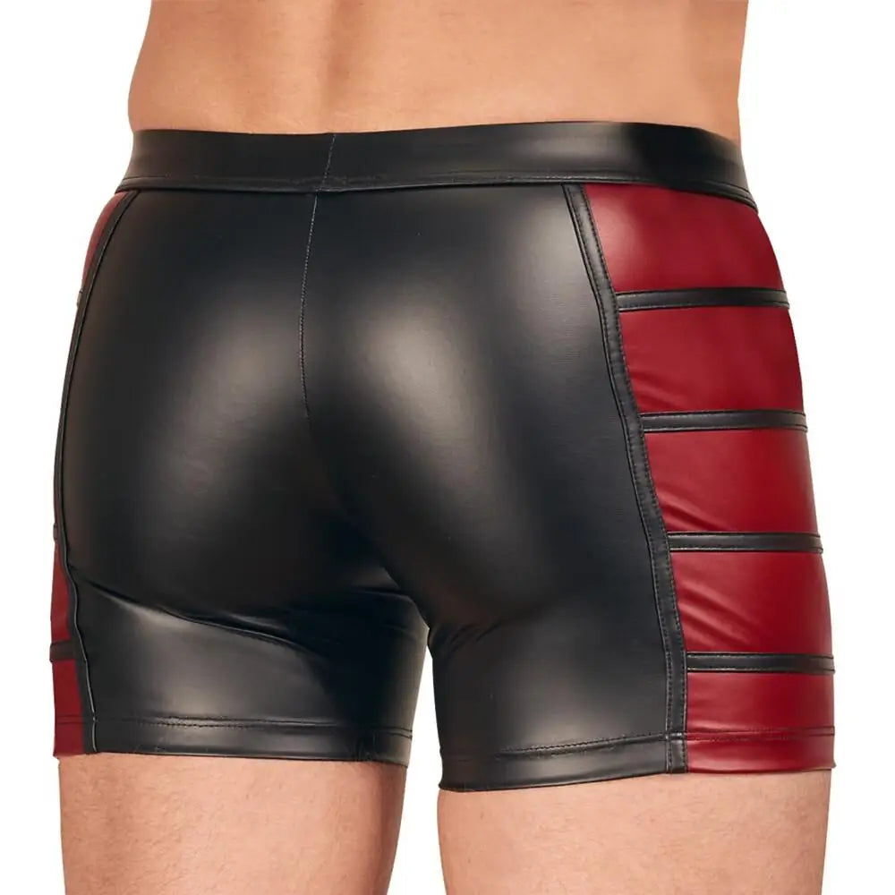 Nek stretchy black and red matte look zip pants - small - peaches and screams