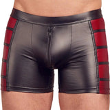 Nek stretchy black and red matte look zip pants - x large - peaches and screams