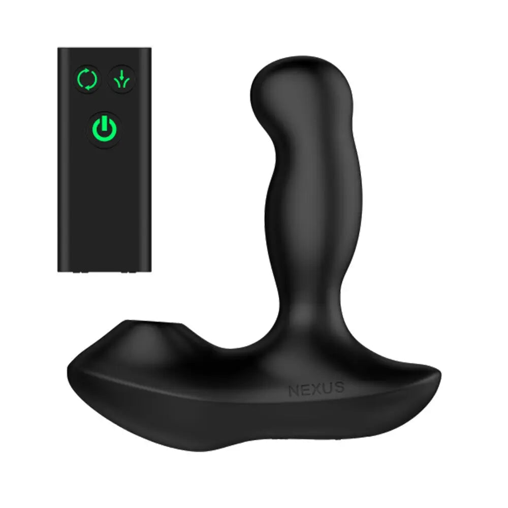 Nexus silicone black rotating prostate massager with air suction - peaches and screams
