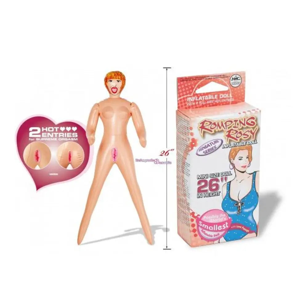 Nmc ltd romping rosy mini blow up doll with 2 love holes - peaches and screams