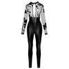 Noir jumpsuit sleek plunging neckline evening one piece - large - peaches and screams