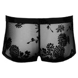 Noir stretchy black sheer floral lace pants for men - xxl - peaches and screams
