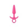 Ns novelties 4.3 inch silicone pink small butt plug finger loop - peaches and screams