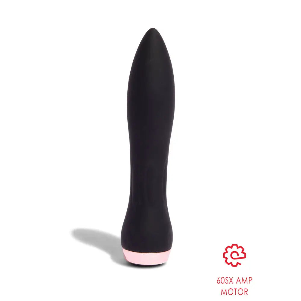 Nu sensuelle silicone black rechargeable bullet vibrator - peaches and screams