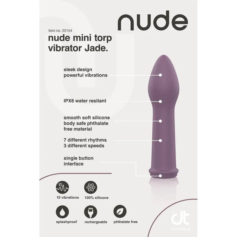 Nude jade mini torp vibrator waterproof rechargeable toy - peaches and screams