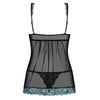 Obsessive stretchy black open front babydoll and string set - s/m - peaches and screams