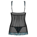 Obsessive stretchy black open front babydoll and string set - s/m - peaches and screams