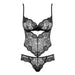 Obsessive Wet Look Black Underwire Lace Teddy for Her - L/XL - Peaches and Screams