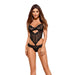 Obsessive Wet Look Black Underwire Lace Teddy for Her - S/M - Peaches and Screams