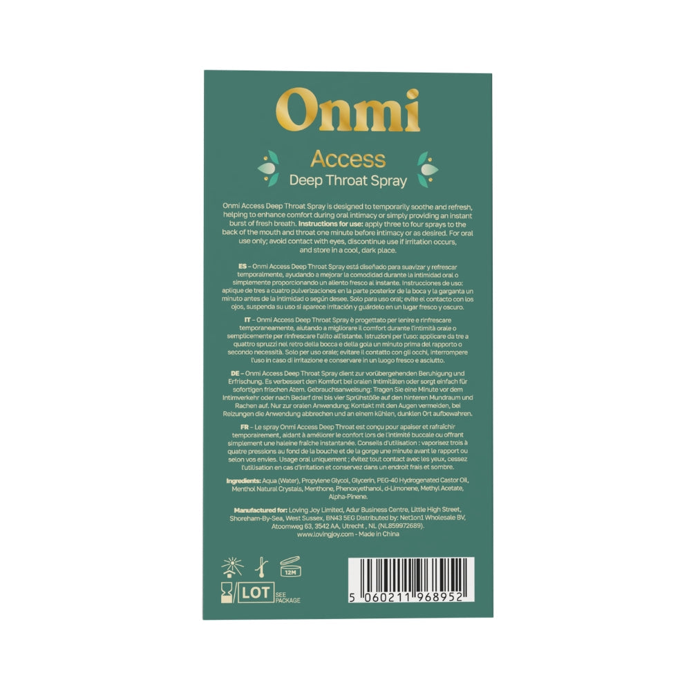 Onmi access throat spray desensitising oral aid - sexual enhancers peaches and screams