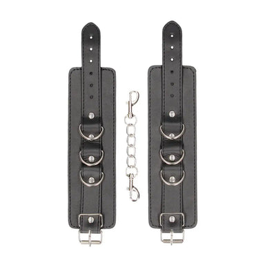 Ouch Black Bondage Bdsm Leather Wrist Cuffs - Peaches and Screams