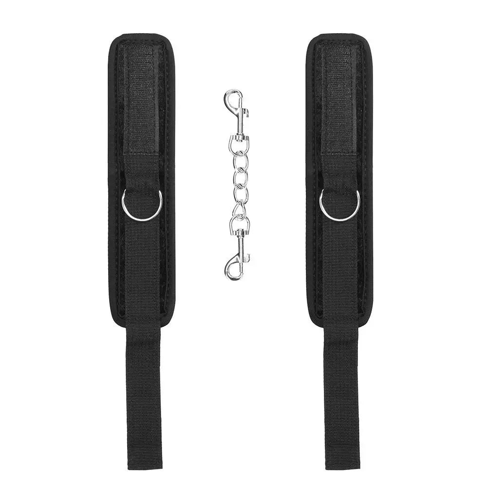 Ouch black velvet and velcro wrist cuffs with straps - peaches and screams