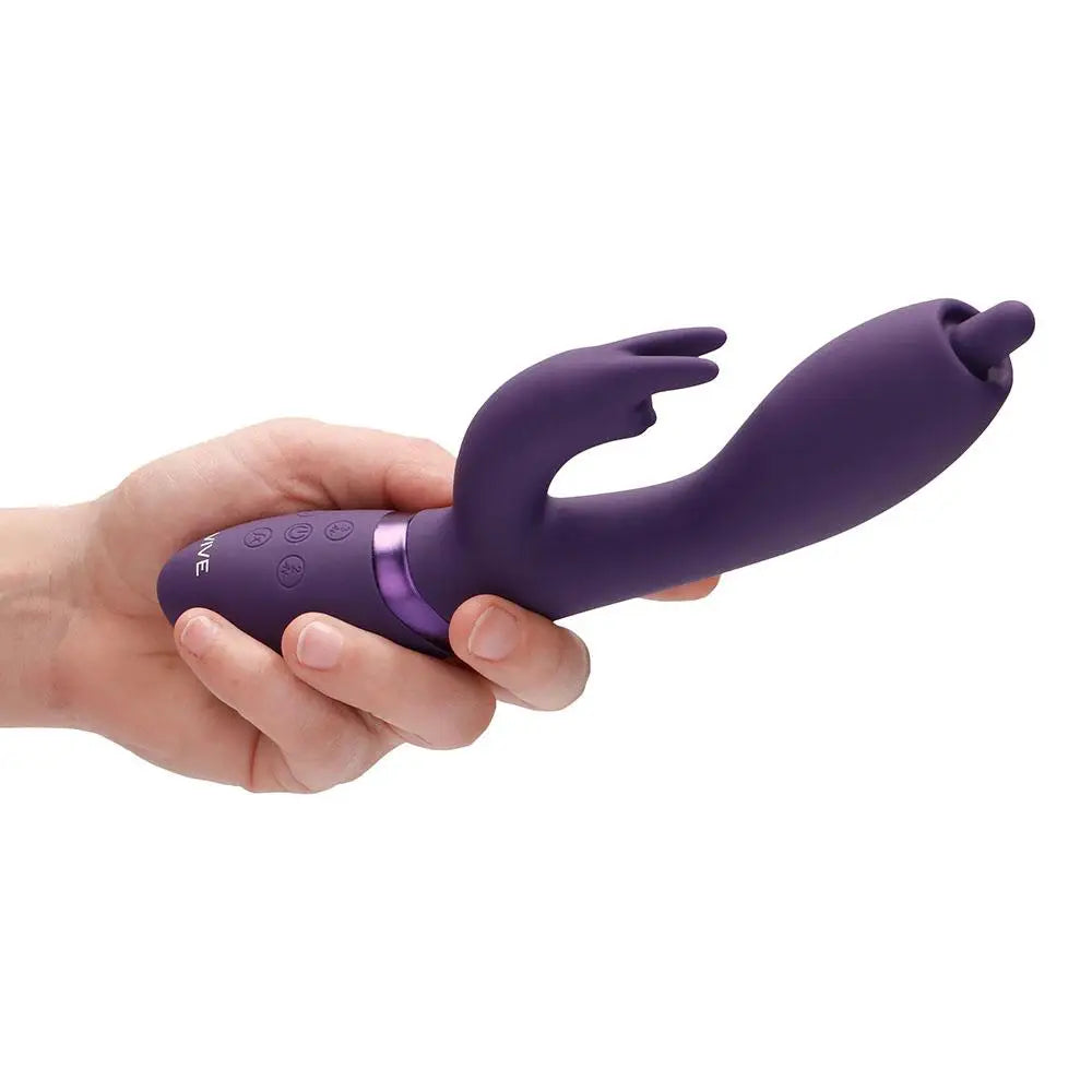 Ouch silicone purple rechargeable rotating rabbit vibrator - peaches and screams