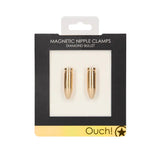 Ouch stainless steel gold magnetic nipple clamps with bullet - peaches and screams