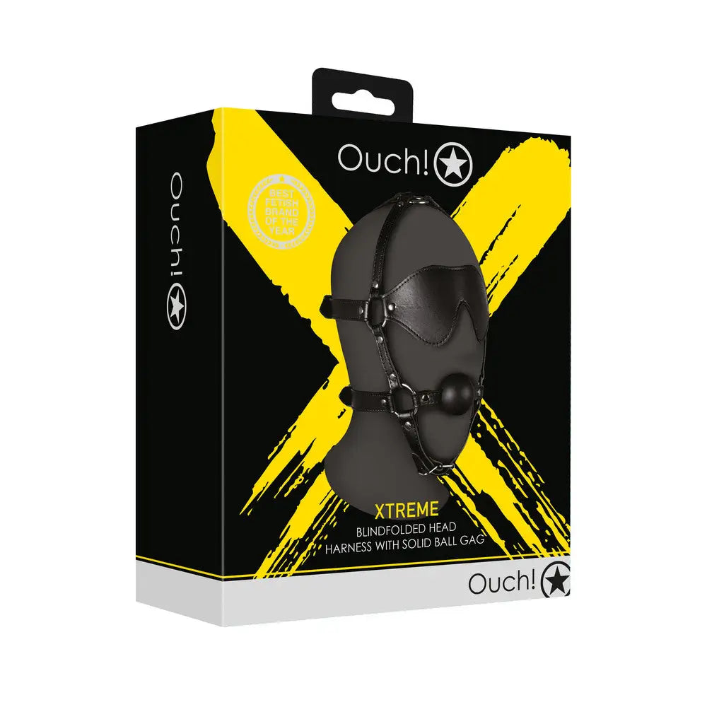 Ouch Xtreme Blindfolded Harness With Solid Ball Gag - Peaches and Screams