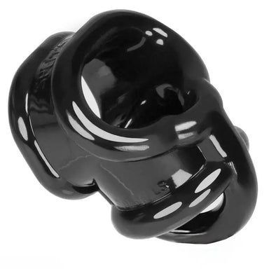 Oxballs Ballsling Black Stretchy Cock Ring with Ball Splitter - Peaches and Screams