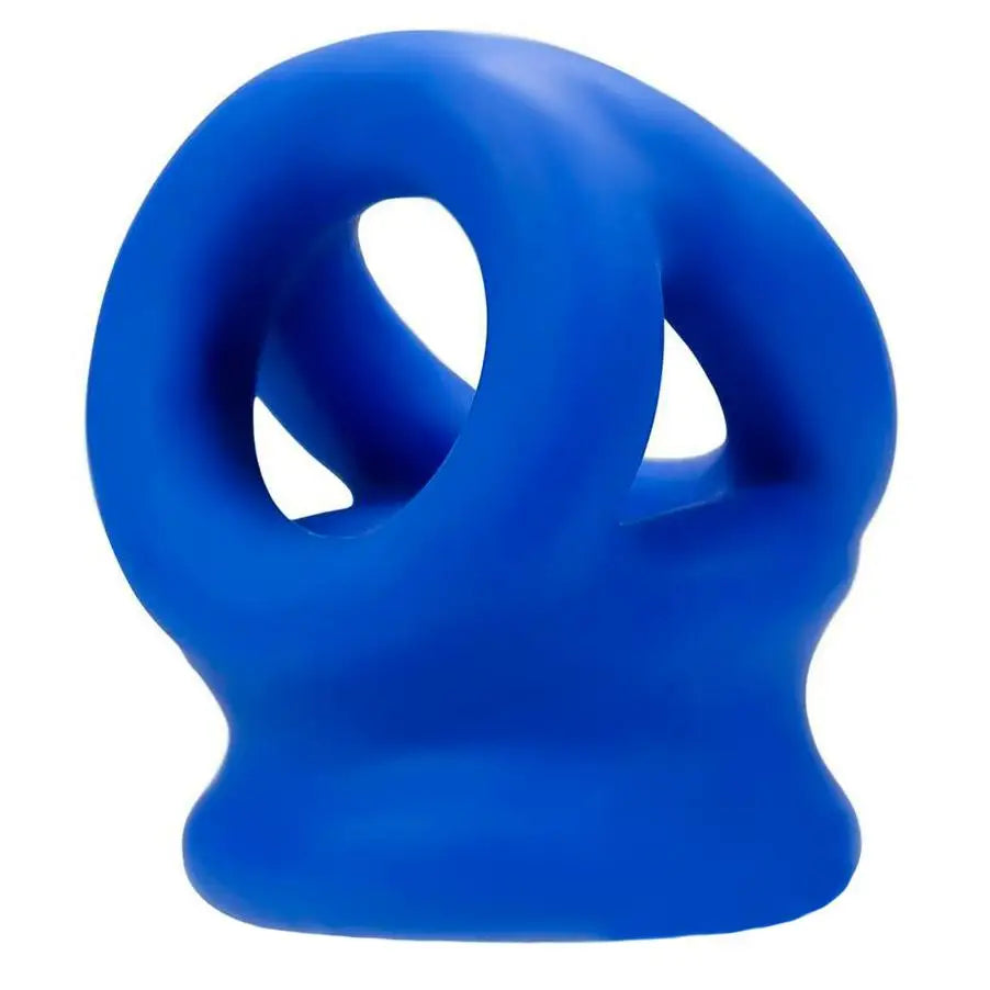 Oxballs Silicone Blue Tri-squeeze 3-ring Ball Stretching Sling For Men - Peaches and Screams