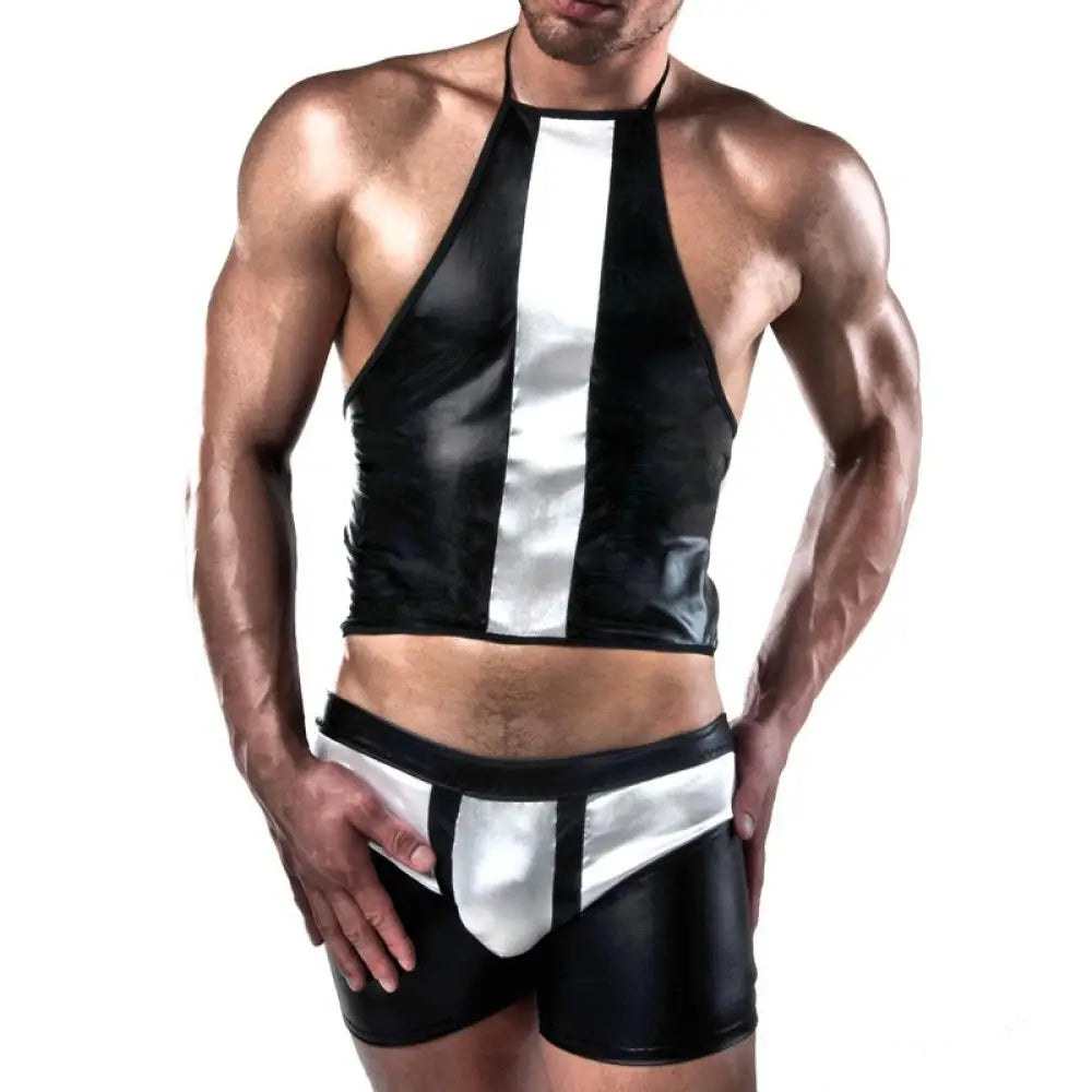 Passion black and white shorts and top with velcro fastener - xxl/xxxl - peaches and screams