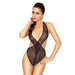 Passion Sexy Stretchy Sheer Black Bodysuit With Open Crotch - S/M - Peaches and Screams