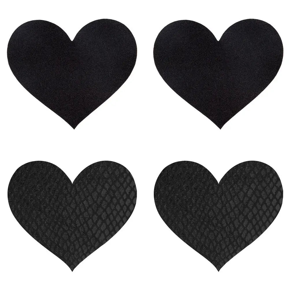 Peekaboo pasties black hearts adhesive reusable nipple covers - peaches and screams