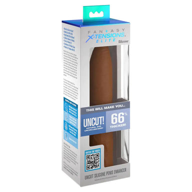 Pipedream 7 - inch Silicone Flesh Brown Uncut Penis Enhancer - Peaches and Screams