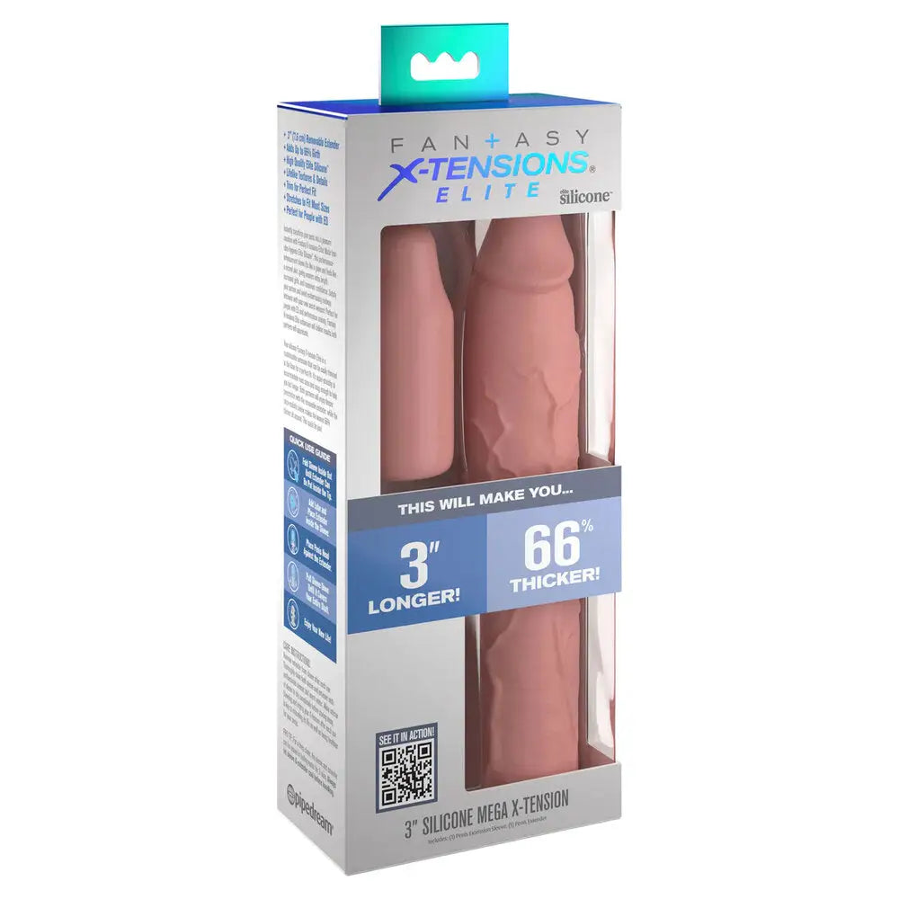 Pipedream 9 - inch Silicone Flesh Pink Penis Extender - Peaches and Screams