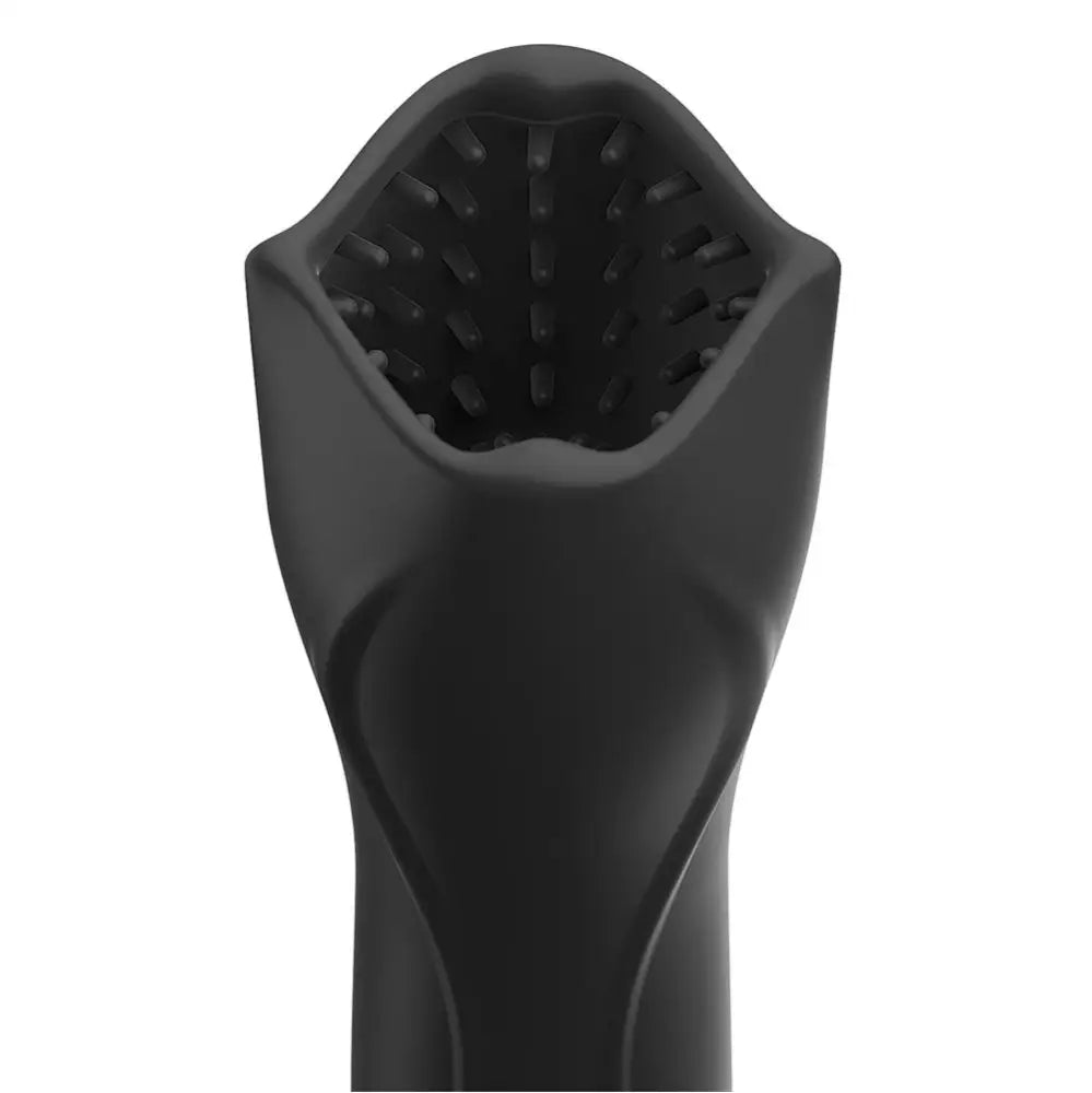 Pipedream black vibrating masturbator with ribbed texture - peaches and screams