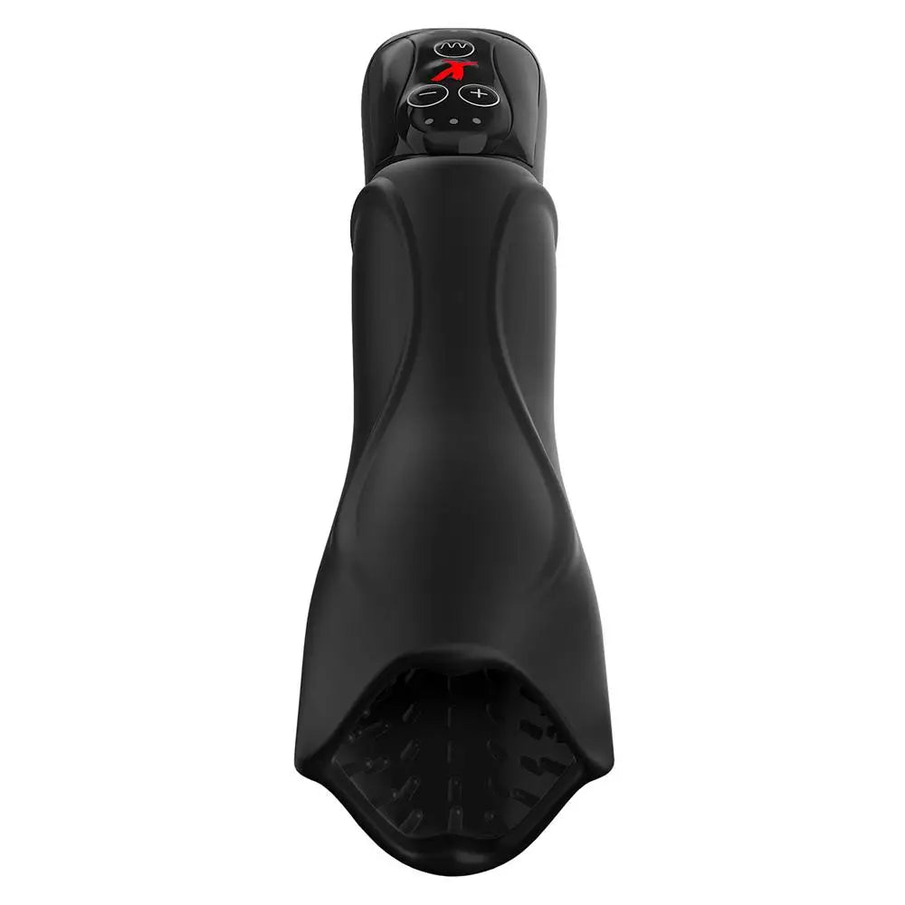 Pipedream black vibrating masturbator with ribbed texture - peaches and screams