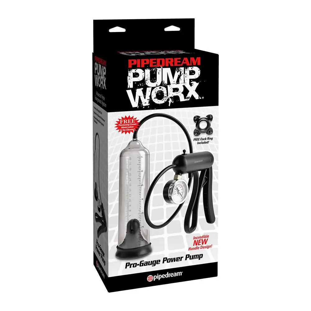 Pipedream Clear Power Penis Pump with Pressure Gauge - Peaches and Screams