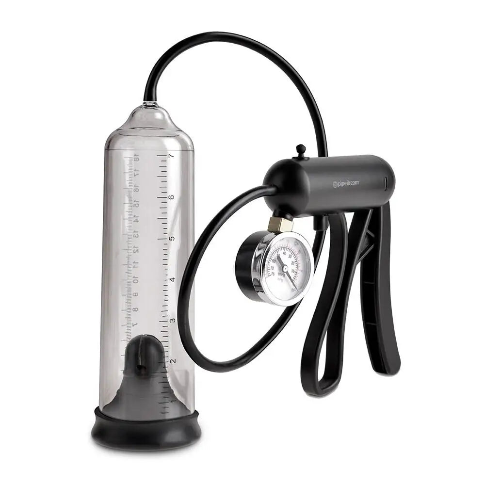 Pipedream Clear Power Penis Pump with Pressure Gauge - Peaches and Screams