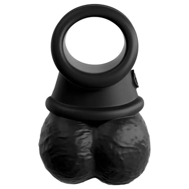 Pipedream Silicone Black Cock Ring With Weighted Swinging Balls - Peaches and Screams