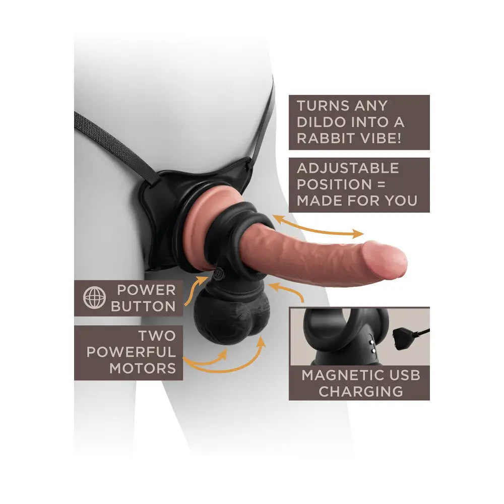 Pipedream Silicone Black Vibrating Cock Ring With Weighted Swinging Balls - Peaches and Screams