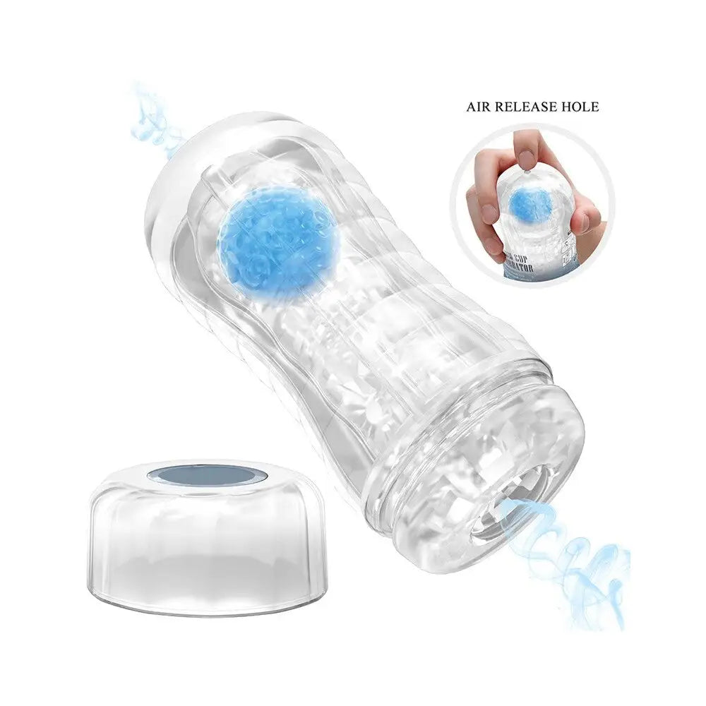 Pretty love plant blue vacuum suction male stroker - peaches and screams