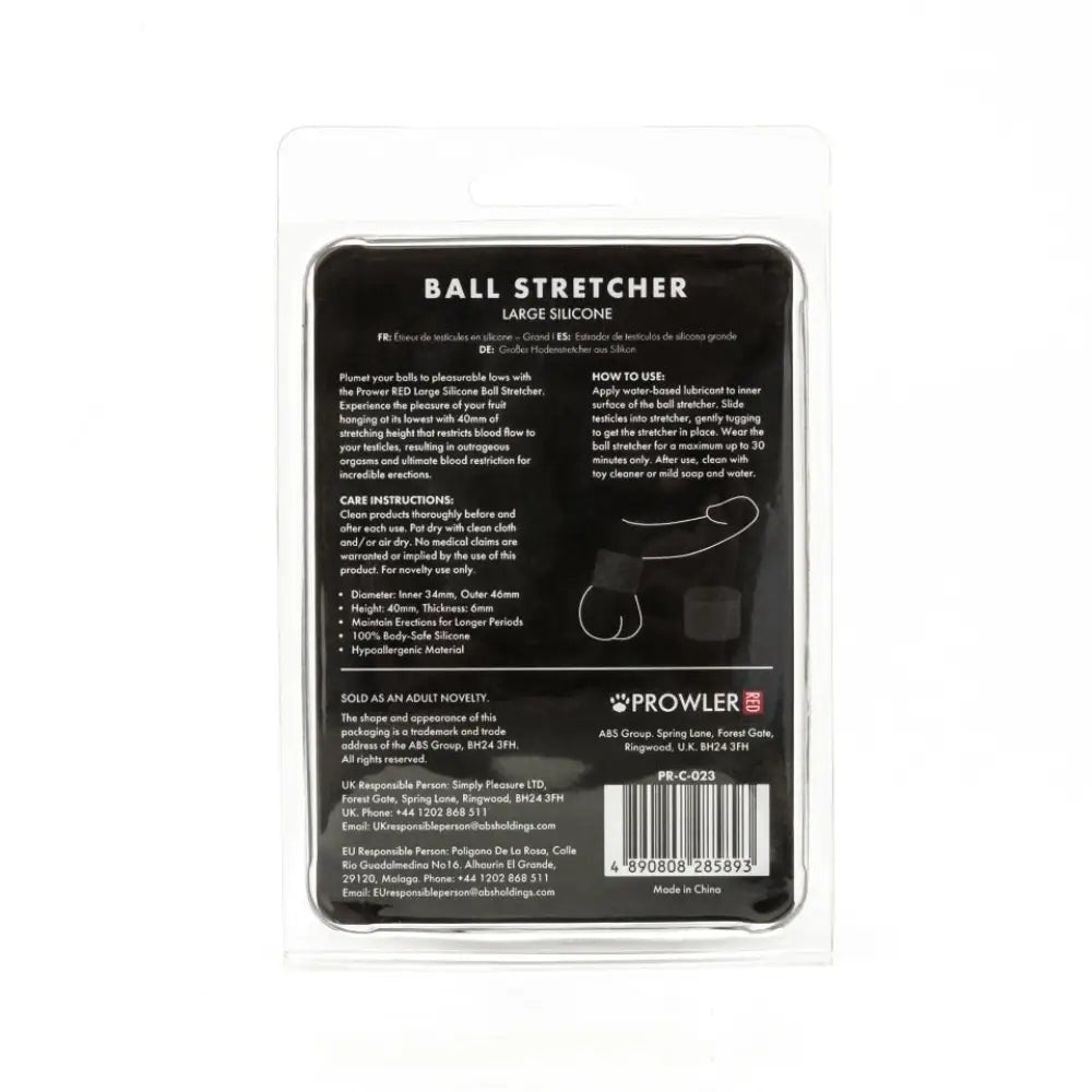 Prowler red large silicone ball stretcher for intense pull - peaches and screams