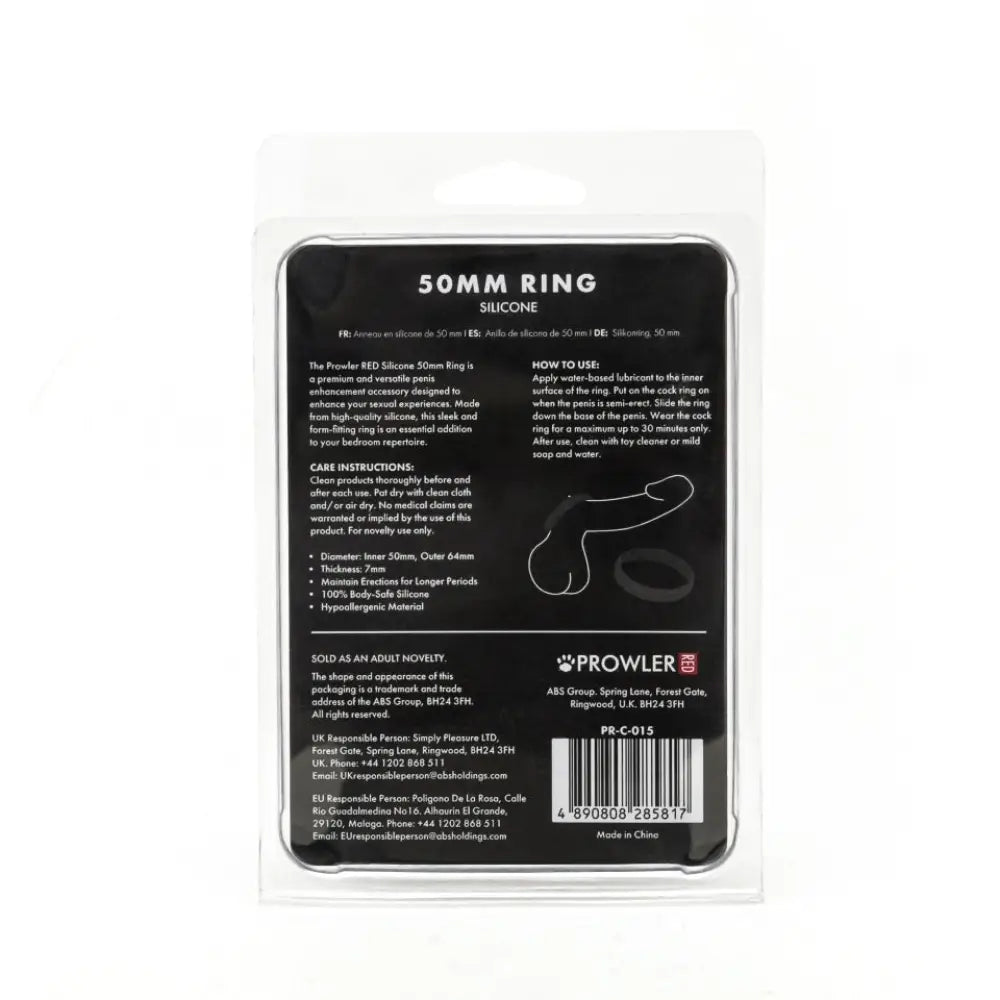 Prowler red silicone 50mm ring for stamina and firmness - peaches and screams