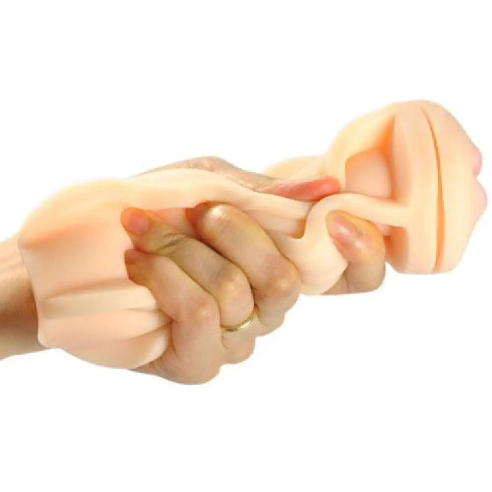 Realistic feel flesh pink mouth male masturbator 6.25 inch - peaches and screams