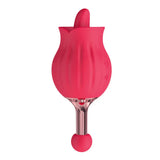 Red rechargeable dual massager clit-tastic rose toy - peaches and screams