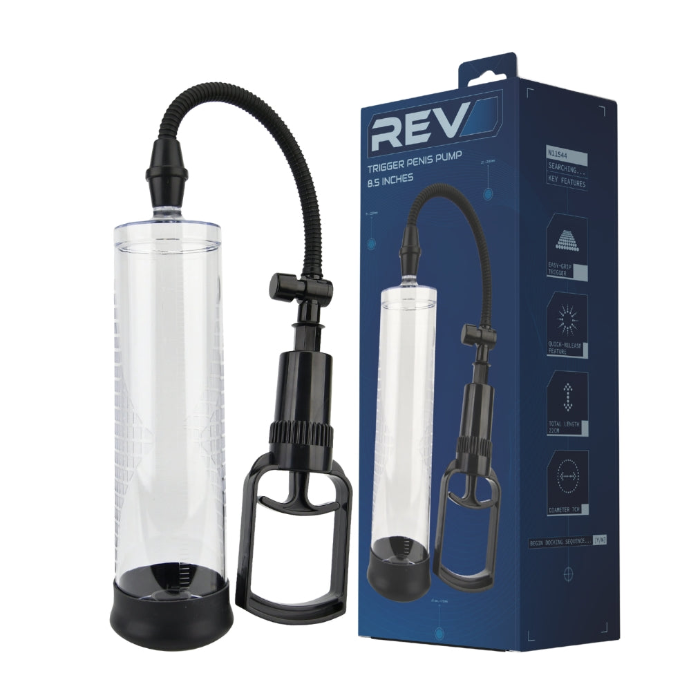Rev-pump trigger penis pump 8.5 inches - penis pumps and enlargers peaches and screams