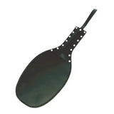 Rimba 14 inch black leather round oval paddle - peaches and screams