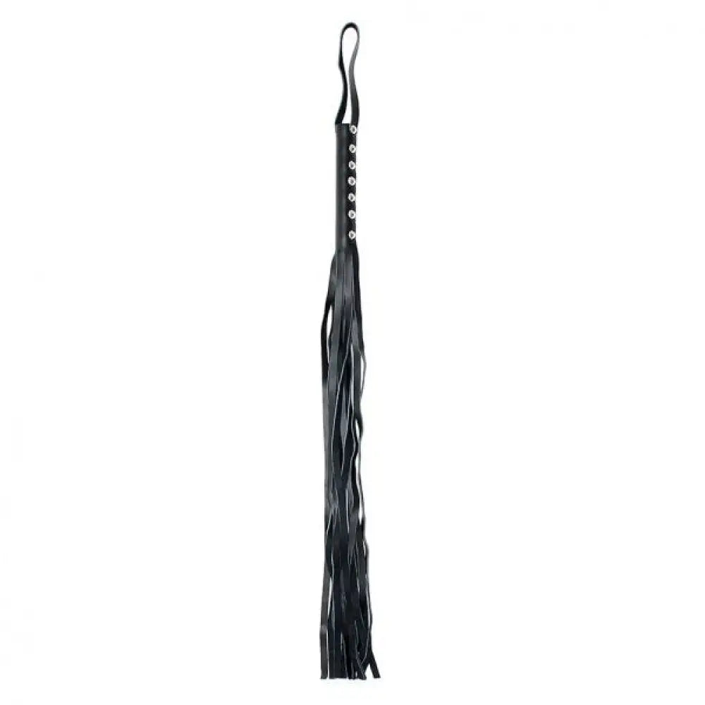 Rimba 25.5 inch black leather whip with 8 strings - peaches and screams