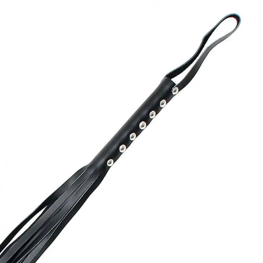 Rimba 25.5 inch black leather whip with 8 strings - peaches and screams
