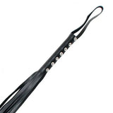 Rimba 25.5 inch black leather whip with 8 strings - peaches and screams