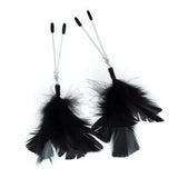 Rimba 7 inch adjustable black feather nipple clamps - peaches and screams