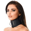 Rimba black leather collar and padlock with adjustable buckles - m/l - peaches and screams